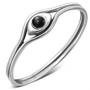 Evil Eye Black Onyx Silver Ring, r579